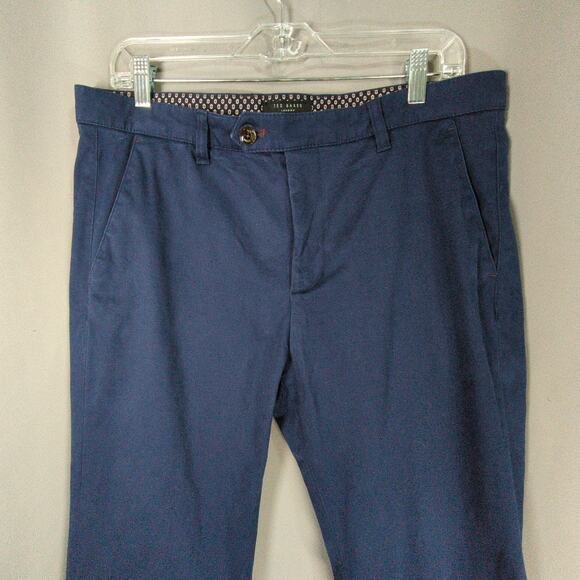 Ted Baker Pants Mens 34 R‎ Blue Flat Front Slim Fit - Picture 4 of 10